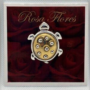 Rosa Flores Gold and Silver Turtle Brooch